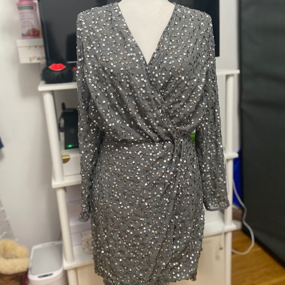Asos sequin dress in gray